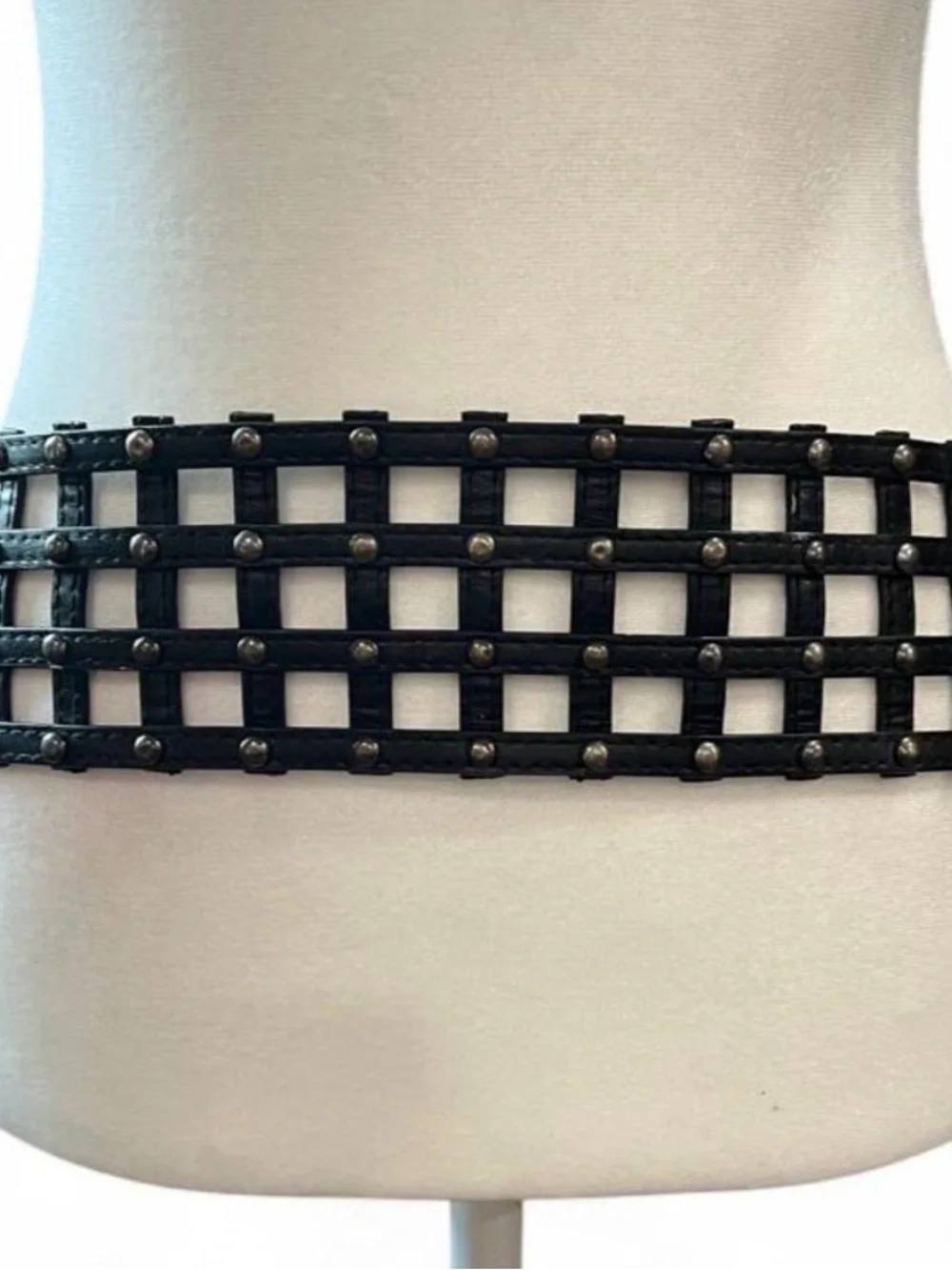 Black Studded Lattice Waist Belt - Women's Accessory
